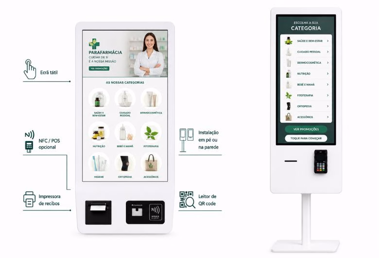 Quiosque de pagamento self-service numa farmácia