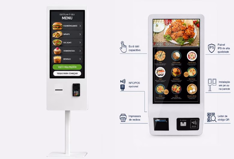 Quiosque self-service Way2Queue para pedidos num restaurante